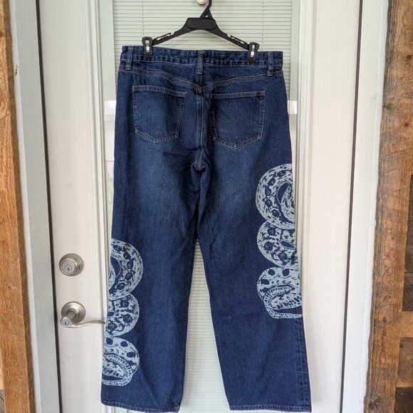 Dark Blue Denim Snake Jeans - Picture 2 of 5